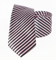               Goldenland slim nyakkendő - Fekete-rózsaszín csíkos 